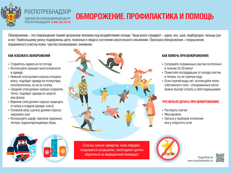 Роспотребнадзор напоминает о профилактике обморожений.